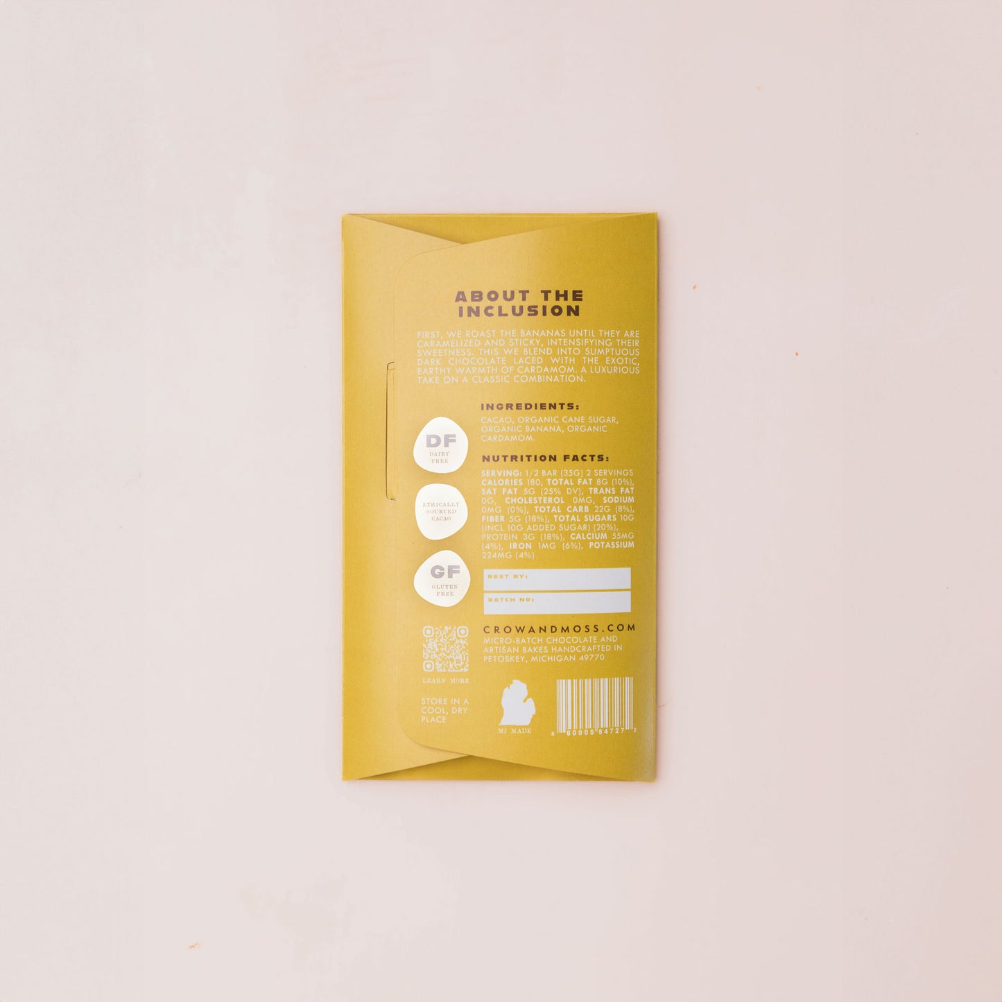 Baked Banana Cardamom Dark Chocolate Bar 65%