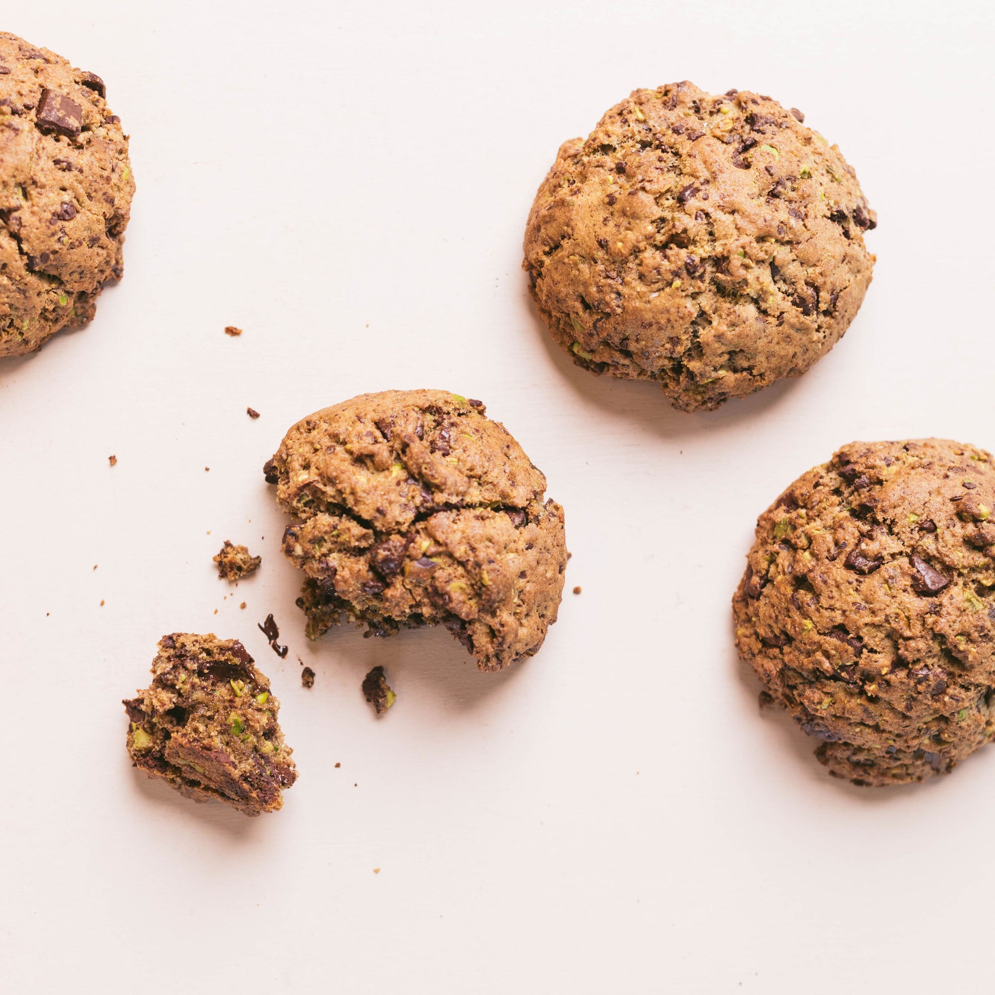 Image of 4 Brown Butter Pistachio Chocolate Chip Cookies