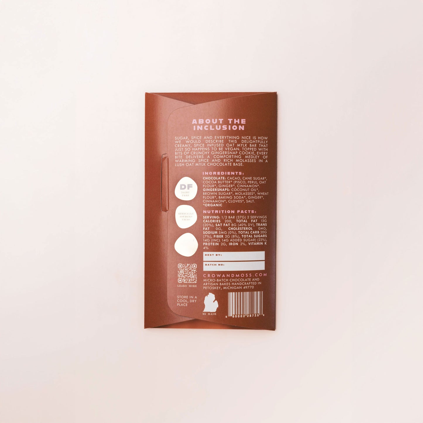Gingersnap Cookie and Oat Mylk Bar 40%