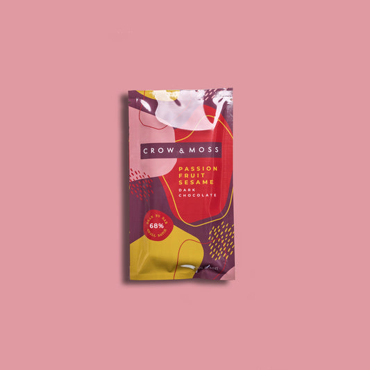 Passion Fruit Sesame Dark Chocolate Bar 68%