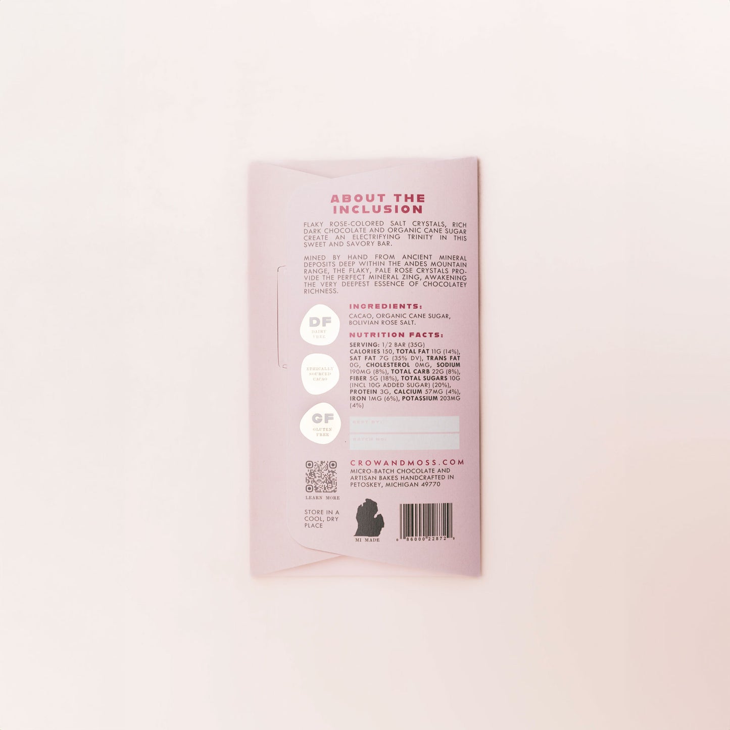 Bolivian Pink Salt Dark Chocolate Bar 69%